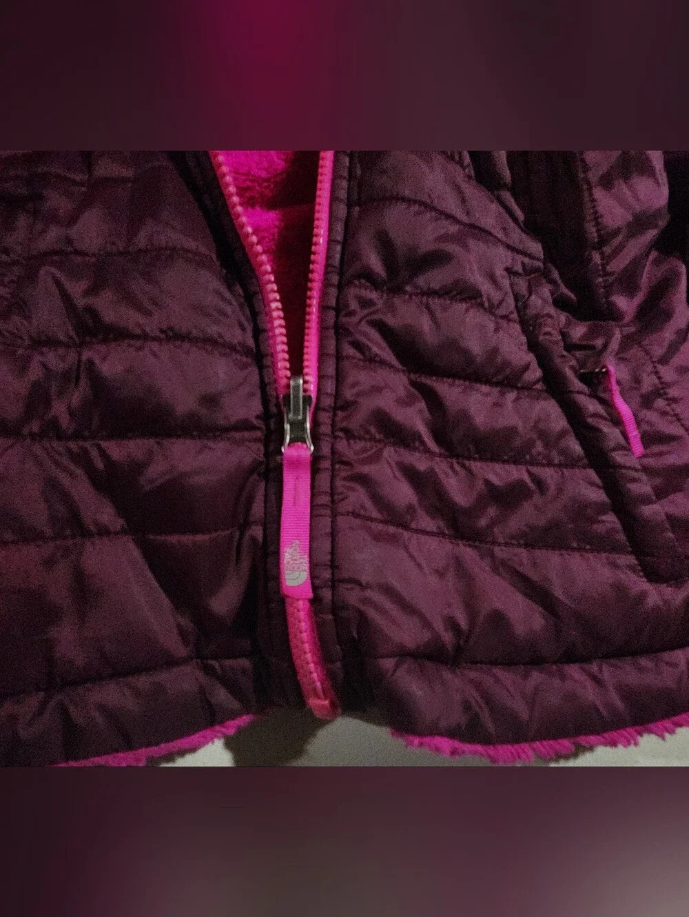The North Face Kids Reversible Pink & Burgundy  Jacket (No Size Tag) See Photos